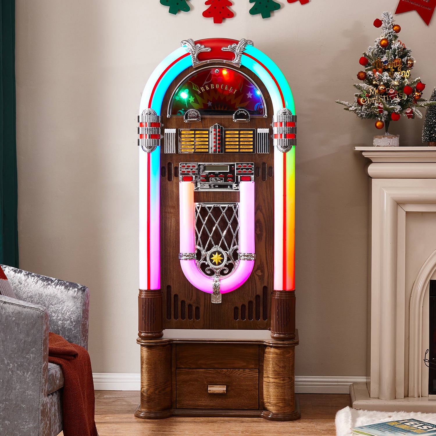 Saturn V Jukebox Stand — Oak