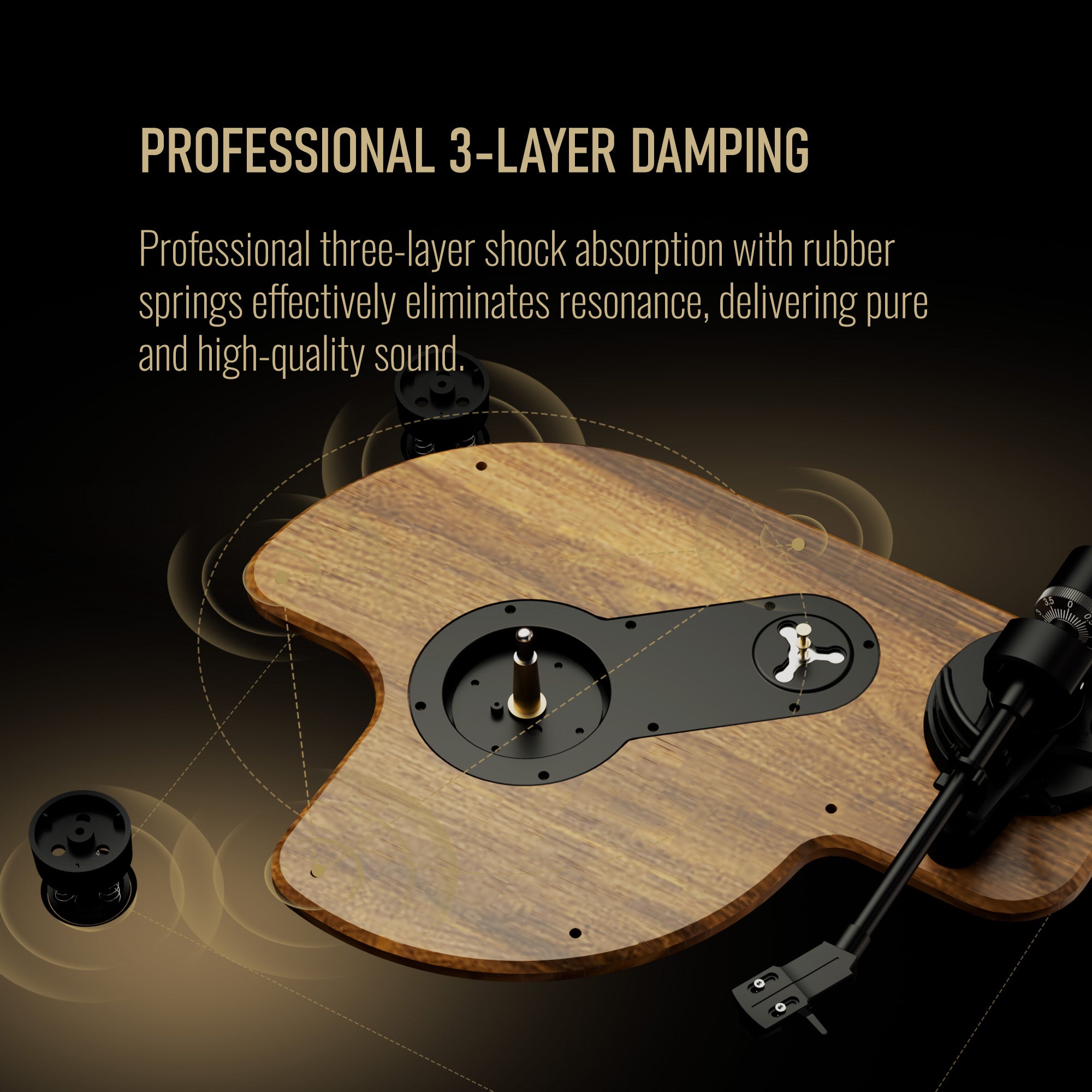 Huygens Bluetooth Record Player with Built-in Speakers