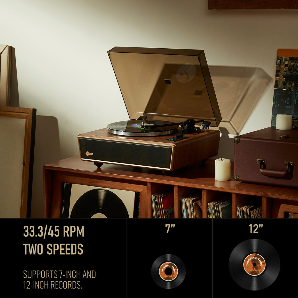 Huygens Bluetooth Record Player with Built-in Speakers