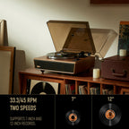 Huygens Bluetooth Record Player with Built-in Speakers