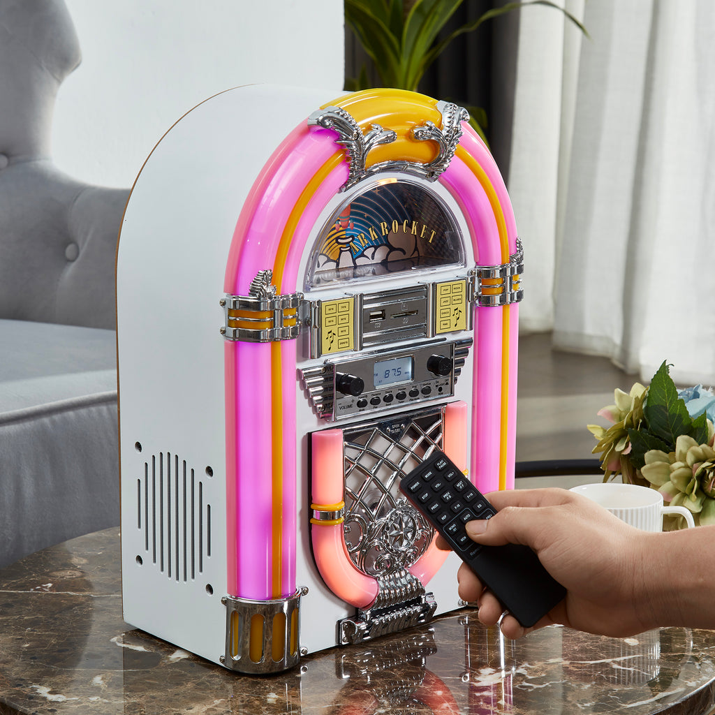 Arkrocket Athena Mini Jukebox - White/Pink