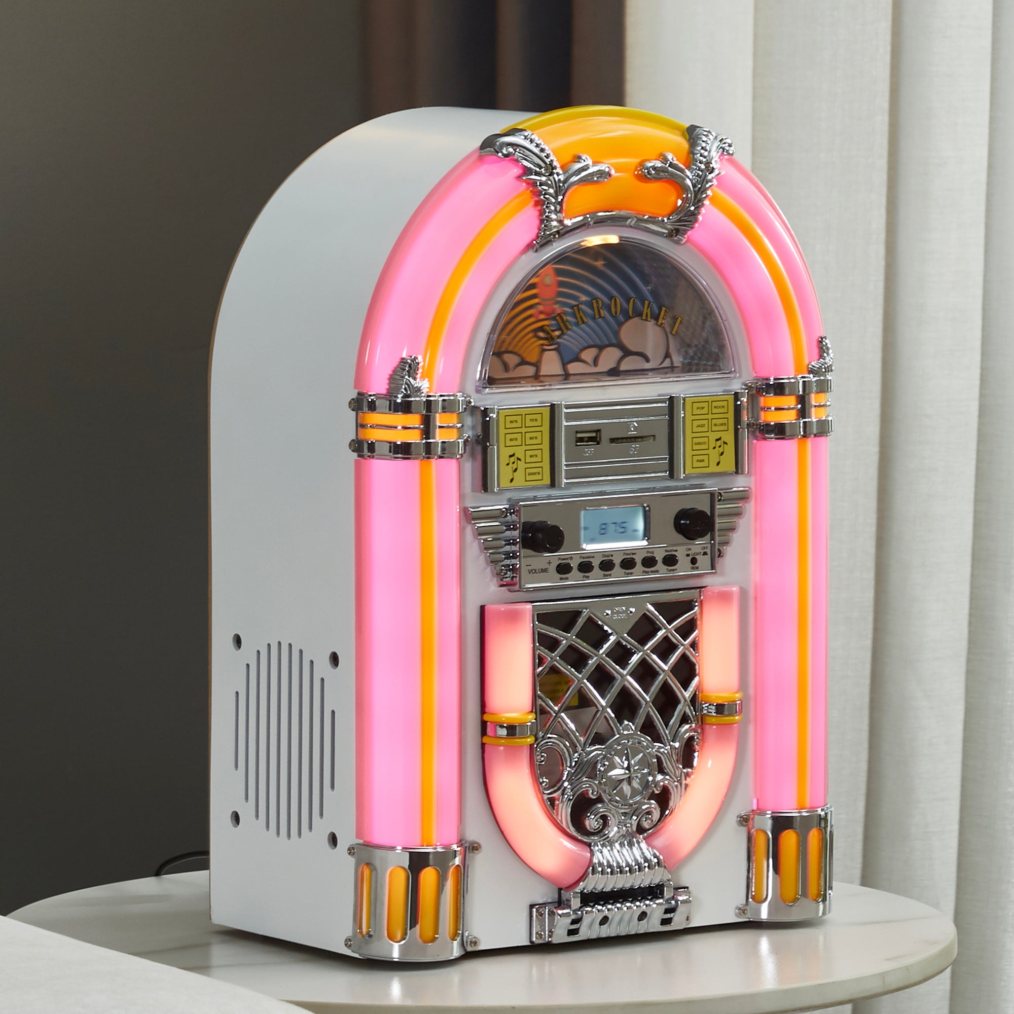 Arkrocket Athena Mini Jukebox - White/Pink