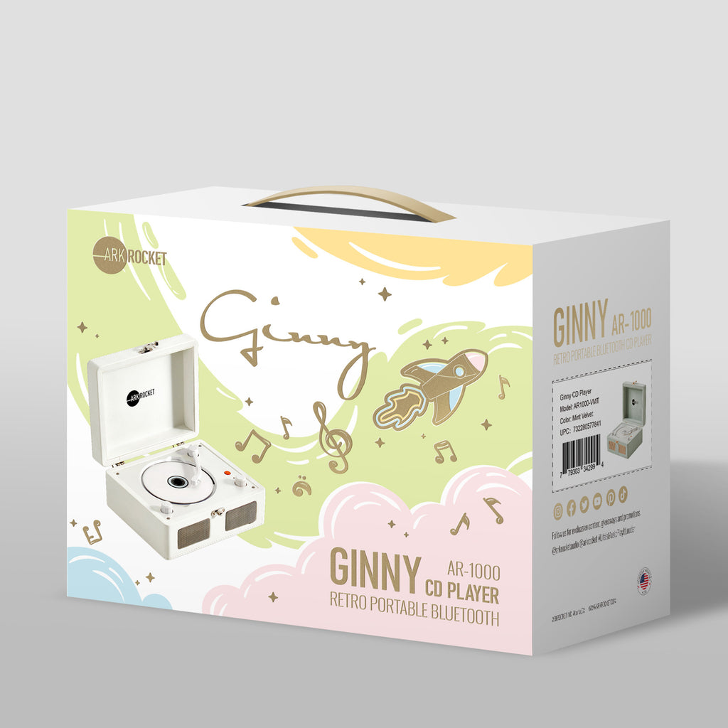 Ginny Portable Mini Bluetooth CD Player - White