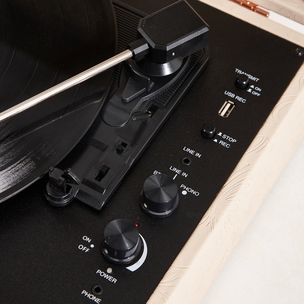 Coryphaeus Flora Engraved Bluetooth Portable Record Player