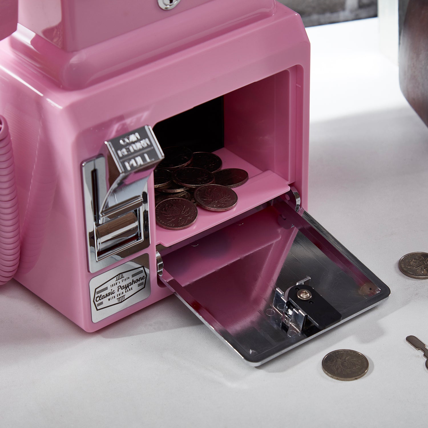 Ryan Bros. American Retro 1950's Payphone with Coin Bank - Pink