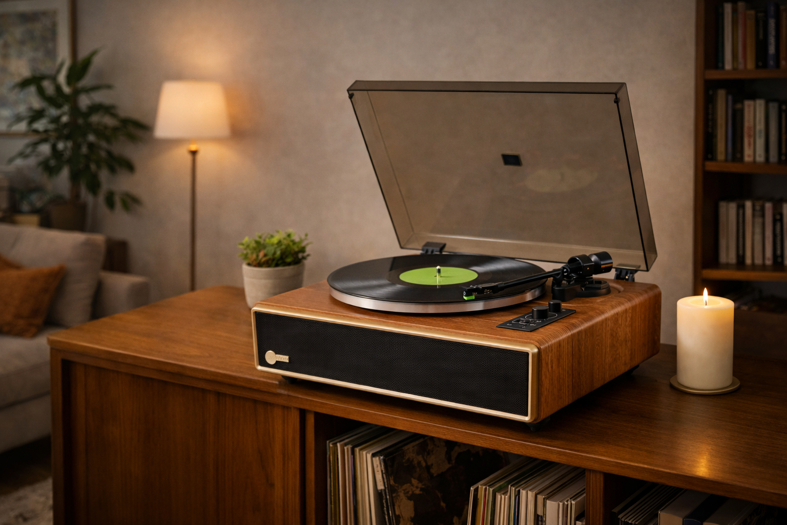 Huygens Bluetooth Record Player with Built-in Speakers