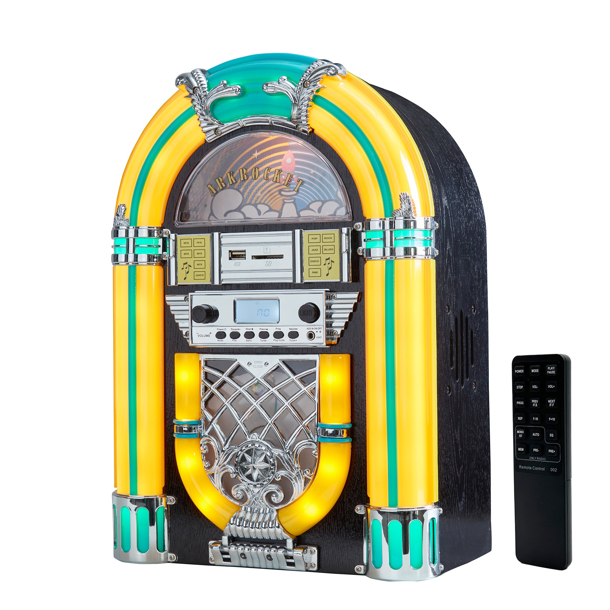 Athena Mini Jukebox & CD Player — Yellow & Black — view 1