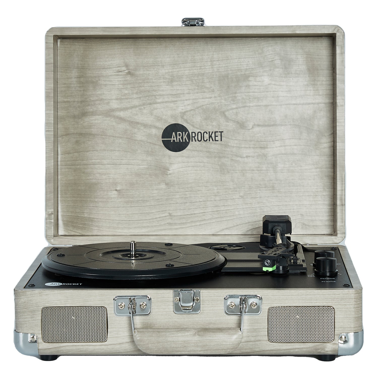 Curiosity III Suitcase Bluetooth Turntable — Gray Wood Grain — view 1